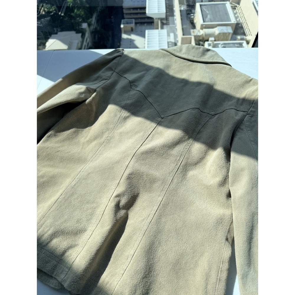 VTG Wilsons Leather Suede Lined Blazer M Camel Tan Puff‎ Sleeve Cowgirl Western - Picture 10 of 12